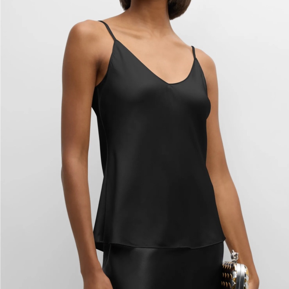 Sablyn Gloria dark silvery grey silk tank top.